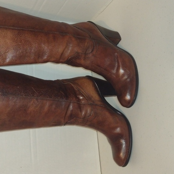 Donna pui tall brown leather boots made in Italy size 37 - Picture 1 of 16
